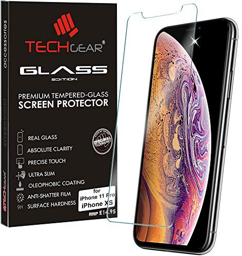 TECHGEAR Screen Protector for iPhone 11 Pro, iPhone XS, iPhone X - Genuine Tempered Glass Screen Protector Guard Cover Compatible with Apple iPhone 11 Pro iPhone XS, X