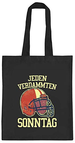 ShirtStreet American Football Gruppen Fan natur Jutebeutel Stoffbeutel Tote Bag Jeden verdammten Sonntag 2, Größe: onesize,schwarz natur
