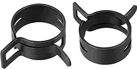 uxcell Steel Band Clamp 23mm Inner Dia Fit 24.5-26.5mm OD Hose Spring Band Type Action Fuel Line Silicone Tube Clip Clamp Black 10Pcs