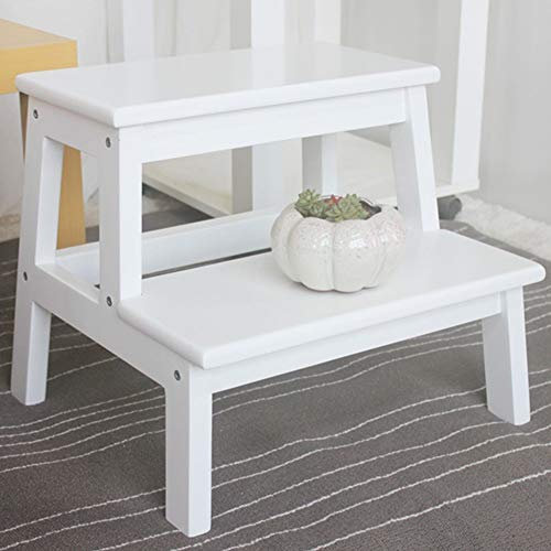 MU Escabeau de ménage, escabeau Pliant de Photographie, étagère en Bois Massif pour Adulte en Bois Massif pour Enfants,Blanc