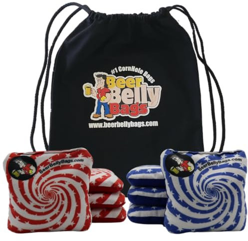 Bier-Bauchtüten Cornhole – Performance Serie, 8 Beutel mit ACL-zertifiziertem Harz gefüllt – doppelseitig – klebrige Seite, glatte Seite, Stars & Stripes