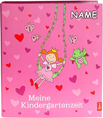 goldbuch personalisiert mit Name - Kindergartensammelordner, Pinky Queeny, A4, Mit 4 illustrierten Trennblättern, 5,5 cm Rückenbreite, Kunstdruck laminiert mit UV-Lack, Rosa, 35447