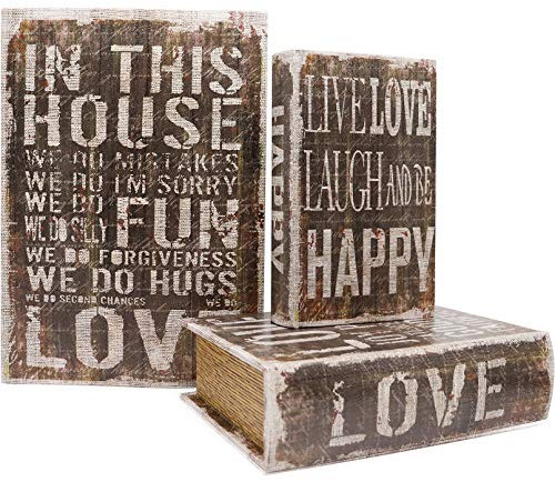 Jolitac 3er Buchattrappe Box Set, Hohles Buch mit Geheimfach, Vintage Buchversteck Getarnte Buchtresor, Schmuck Aufbewahrungsbox Dekorative Buch, Requisiten Schatzkiste in Antikstil (Buchstabe)