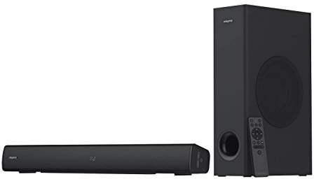 Creative Barra de Sonido Stage V2 2.1 con subwoofer, diálogo Claro y Envolvente por Sound Blaster, Bluetooth 5.0, TV ARC, óptico y Audio USB, Montaje en Pared, Graves y Agudos Ajustables, para TV