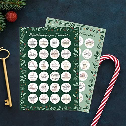 Papierdrachen Adventskalender mit Rubbelfeldern - Kleine Auszeit - 2 DIN A4 Bögen mit je 24 Feldern mit Aufgaben für eine schöne Adventszeit - Set 5