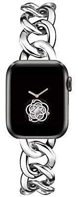 42/44/45 mm Sliver Smartwatch Bands for Women Apple Watch SE Series 9/8/7/6/5/SE, Stylish Replacement Watch Strap for Iwatch 9/8/7 Gift for her