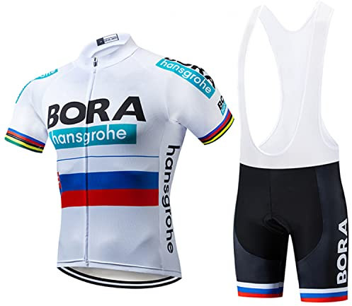 Linarun Herren Radtrikot Set, Fahrradtrikot Kurzarm + Radhose mitRutschfestem Riemen, Sommer Atmungsaktiv Kurzarm Bike Shirts S - 4XL