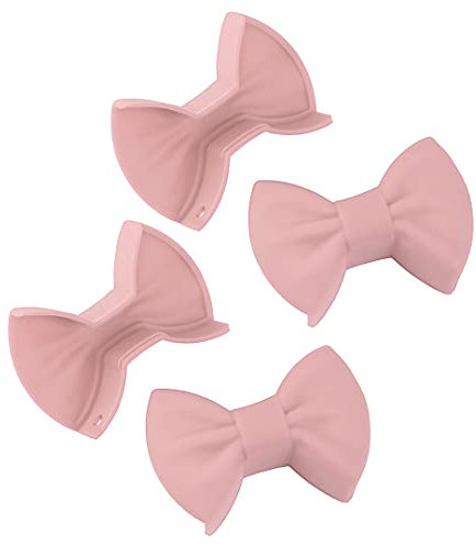 4 guanti da forno in silicone con fiocco e clip resistenti al calore, guanti per cucina, cottura al forno, rosa