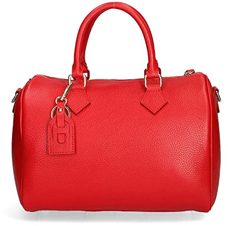 Chicca Borse Borsa Donna a Mano Pelle con Tracolla Bauletto, Rosso