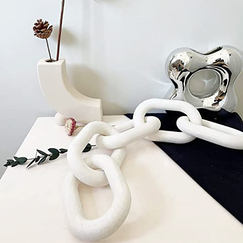 Holzkettenglied-Dekor, Regaldekor, Akzente, 5 Gliederkette, Boho-Kiefernholz, geschnitzt, moderne Heimdekoration, für Bauernhaus, Wohnzimmer, Schlafzimmer, Bücherregal, Veranda, Couchtisch, Dekoration