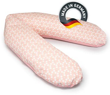 bedara Stillkissen mit Mikroperlen-Füllung, 190cm, Schwangerschaftskissen aus Baumwolle, Lagerungskissen zum anschmiegen (Hexagon Flamingo, 190 cm gebogen)