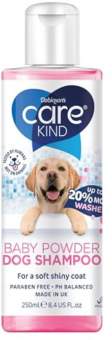 CAREKIND Baby Powder Hundeshampoo Professionelles Hundepflege-Shampoo für stinkende Hunde mit babyfrischem Duft, bestes Welpen-Shampoo mit Conditioner, professionelles veganes Haustier-Shampoo (1 x
