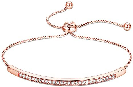 JeweBella Bracelet Femme avec Zircone Cubique Réglable en Argent Or Or Rose - Bracelets Amitié Cadeau pour l'Anniversaire de Noël Saint Valentin - pour Filles