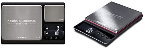 Heston Blumenthal Dual Platform Precision Scale by Salter, 10kg Capacity- Black & Heston Blumenthal Precision Kitchen Cooking Scales by Salter, Black/Silver