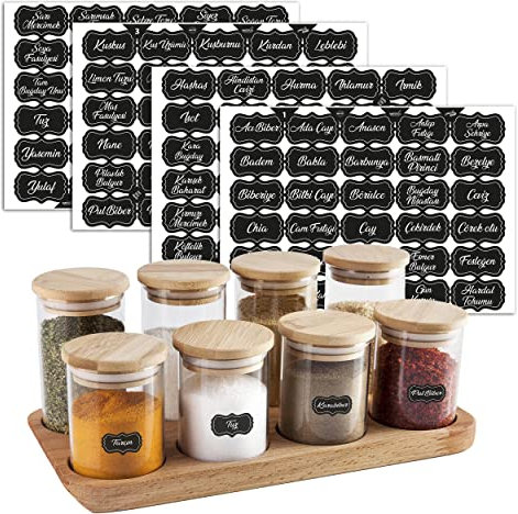 colortouch Kitchen Labels - 140 Pcs Pantry Organization for Food Storage Containers - Kitchen Stickers for Jars - Preprinted Black Waterproof Stickers - Washable Rectangle