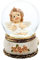Dekohelden24 Schneekugel/Schüttelkugel sitzender Engel mit Stern in der Hand, antiker Sockel mit Rosen, Größe L/B/H ca. 6 x 4,5 x 6 cm