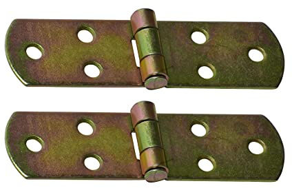 BRESKO Kistenband Scharniere Möbelband Möbelscharniere Tischband Truhenband Beschlag gelb galvanisiert verzinkt (2 Stück - 120x35 mm)