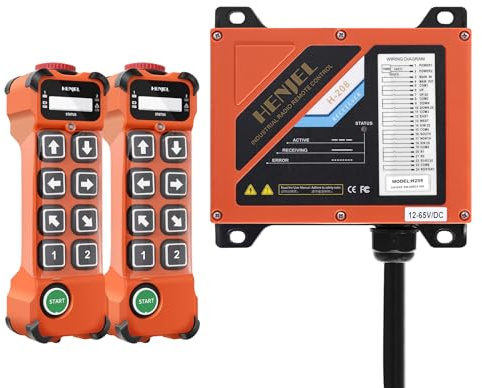 H208 12-65 Mando Inalámbrico para Puente Grua Industrial 2 Velocidad | Control Remoto Puente Grúa Polipasto Eléctrico 12V 24V 36V 48V, Líneas Comunes Independientes Simplifican La Instalación