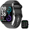 IOWODO Smartwatch Herren Damen 1.85 Zoll Touch-Farbdisplay Smart Watch mit Bluetooth Anrufe Pulsschlag SpO2 Schrittzähler Schlafmonitor Geeignet Fitnessuhr für Android iOS（Schwarz）