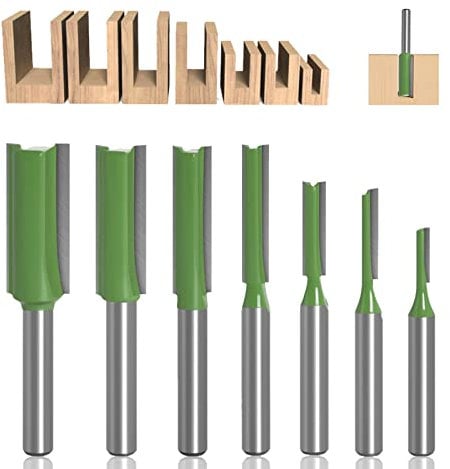 Acboor Set Fresa per Legno 7 Pezzi - Punte per Router Con Gambo Dritto da 6 mm per Scanalatura - 3 mm, 4 mm, 5 mm, 6 mm, 8 mm, 10 mm, 12 mm