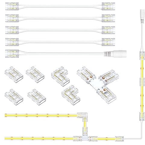 ALITOVE LED Streifen Verbinder Set Für 8mm Breit COB LED Strip 2835 3528 SMD LED Band Verbinder LED Eckverbinder Lötfreie Terminal Extension Verbindungen