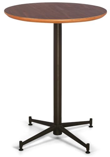 LOKKHAN Bistrotisch aus Eichenholz, Premium-Stahl, Garten-Esstisch, Garten-Couchtisch, robuster runder Metall-Beistelltisch, wasserdicht, 60 cm Durchmesser 29,5 cm