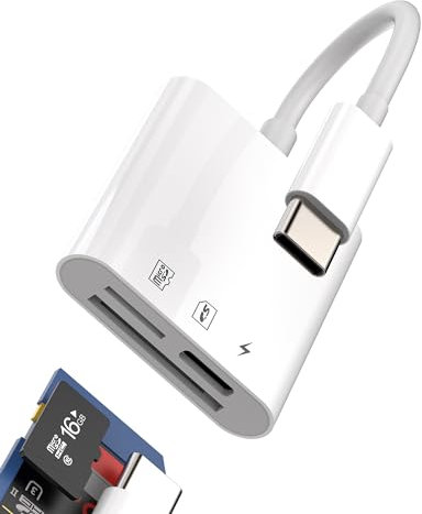USB C Hub Multiport Adapter(3in1) for Apple iPhone 15 Pro Max Plus iPad Air Mini Type C Charger Cable SD Card Reader Micro TF Card Camera Memory Flash Drive Dongle Compatible for Samsung Macbook