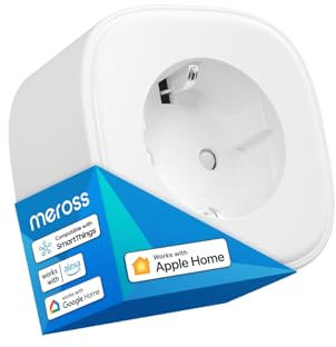 Smart Steckdosen funktioniert mit HomeKit, meross WLAN Steckdosen, alexa Steckdosen, kompatibel mit Siri, Alexa, Google Home und SmartThings, 16 A, 2,4 GHz, 1 pc