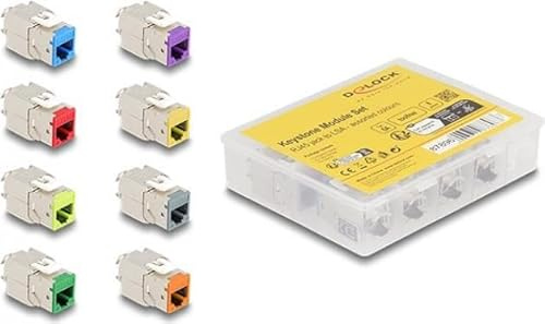 DeLOCK Keystone Modul RJ45 Buchse auf LSA Cat.6A Montage ohne Werkzeug sortierte Farben Set 8-teilig Marke