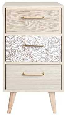 Rebecca Mobili Holz Nachttisch, Hoher und Schmaler Nachttisch, MDF Holz, Hellbraun, für Schlafzimmer, Skandinavischer Stil - Maße HxBxT: 58 x 30 x 29 cm - Art. RE6912