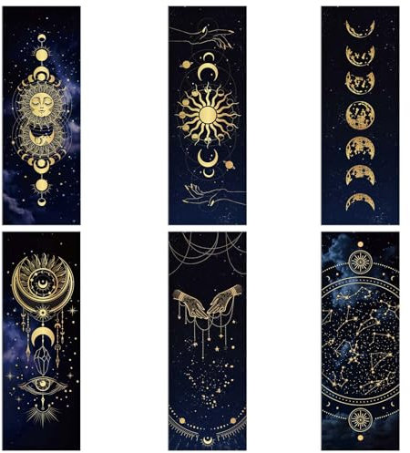 Honoson 18 Astrologie Galaxie Lesezeichen Doppelseitige Lesezeichen aus Papier mit Sternenhimmel für Buchliebhaber Lesezeichen zum Thema Weltraum für Jungen Mädchen Studenten Lektüre Frauen Männer