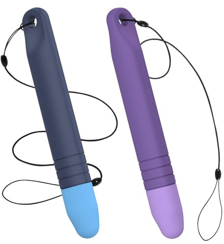 MoKo Kinder Stylus Pen für Touchscreens, 2 Stück Kindle Kinder Eingabestift mit Haltebändern, Weich Silikon Kinder Stift für iPad, iPhone, Tablets, Kindle Fire & Allen Touchscreen Geräten, Blau+Lila