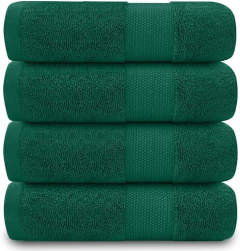 GC GAVENO CAVAILIA Juego de 4 Toallas de Mano para baño, 700 g/m², algodón Egipcio, Toallas de Calidad de Hotel, Lavables a máquina, Verde, 50 x 85 cm