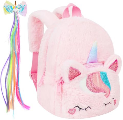 VGMANNTA Einhorn Rucksack für Mädchen - Kindergartenrucksack, Kinderrucksack, Plüsch Tasche - Rosa Geschenk