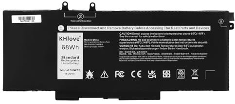 KHlove 3HWPP Laptop Batterie pour Dell Latitude 5410 5510 5501 5401 5411 5511 Precision 3541 3551,Inspiron 7706 2-in-1, Inspiron 17 7500 7506 2-in-1 Black 03HWPP 10X1J N2NLL 1VY7F 451-BCMN 15.2V 68Wh