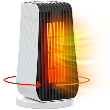 Mini Radiateur Soufflant Salle de Bain 1200W Ninonly Chauffage Soufflant Silencieux 90° Oscillation Minuterie Chauffage Electrique Economique pour Bureau, Chambre, Salon P2