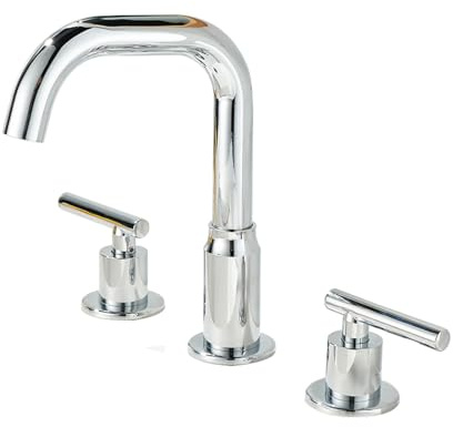 Wasserhahn Bad Doppelhebel 360° Drehbares ''7'' Rohr Waschtischarmatur 3 Loch Messing,Chrom