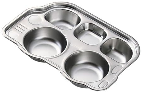 SHOWERORO 1stk Fachplatte Geteiltes Gericht Essensteller Für Kinder Salatteller Servieren Fachböden Kinderteller Essenstabletts Abendessen Rostfreier Stahl Silver Wiederverwendbar