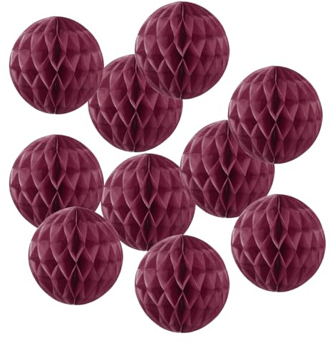 PATIKIL 10 Stück 15 cm Pompons Deko, Tissue Paper, Pom Poms Blumenbälle, Papierblumen, Hängende Papierblumenbälle, Dekoration für Party Hochzeit Hintergrund Deko Geburtstag, Burgund