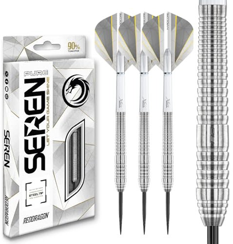 RED DRAGON Darts – Seren Pure 2 23g - 90% Wolfram Professional Stahlspitze Dart-Set mit Dart Flüge und Dartschäfte