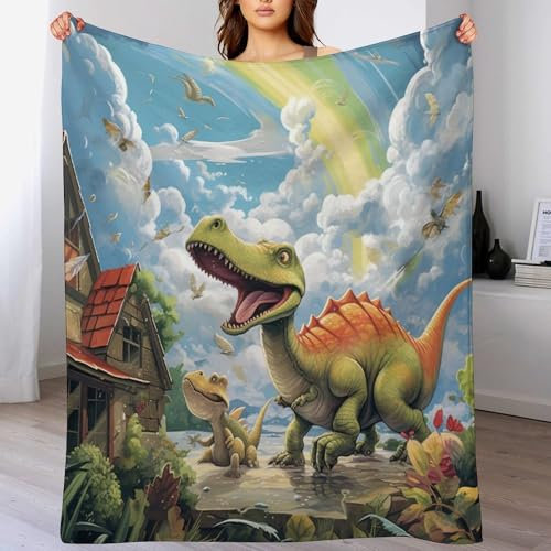 AAPZY Dinosaurier Kuscheldecke Couchdecke Decke Aus Flannel - Tagesdecke Wohndecken Für Sofa, Couch Oder Als Bettüberwurf - Waschbare Decke （130×150cm）