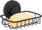 Poywaze Suction Soap Dish, Stainless Steel Soap Basket, No Drilling Chrome Bathroom Soap Holder for Shower, Black Soap Tray with Hooks Design