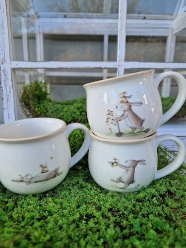 Arinosa Tasse Becher Hase mit Kind Ostern Keramik 3er Set 180ml