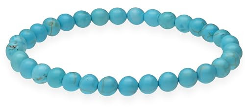 Lebensquelle Plus Kugelarmband | Perlen Armband 6 mm | Hochwertiges Edelsteinarmband | Natur Stein Edelsteinarmband dehnbar (Türkis rec.)