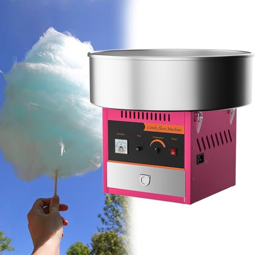 GESAIDES Machine à Barbe à Papa Commerciale, Machine à Barbe à Papa électrique, avec Bol en Acier Inoxydable, Cuillère à Sucre et Grand Tiroir de Rangement, pour Fête à Domicile, Carnaval