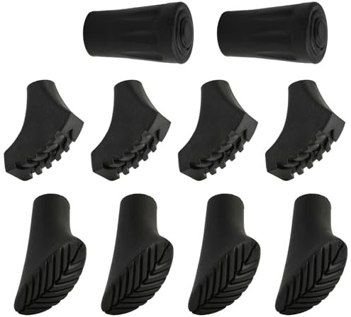 10 Pièces Embouts en Caoutchouc pour Bâtons de Marche Nordique et de Randonnée, Nordic Walking Pads, Embouts en Caoutchouc pour Bâtons de Marche, Protecteurs Durables pour Poteaux de Trekking
