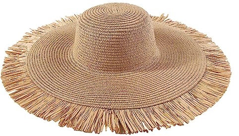 Chapeau de Soleil Bohème d'Été avec Grand Bord - Décontracté pour Femme, Enfant et Fille - Tissé en Paille pour la Plage et les Vacances