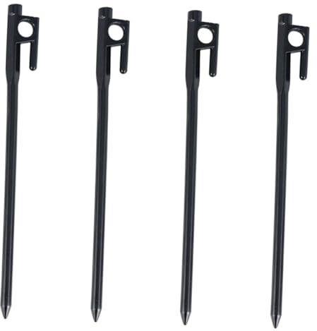 Abaodam 4 Stück Heringe Tent Poles zeltzubehör Camper zubehör Zeltstangen Camping zubehör Campingplatz Campingzubehör Zelt klein groß Erdnägel Campingzelt Nagel Gusseisen Black