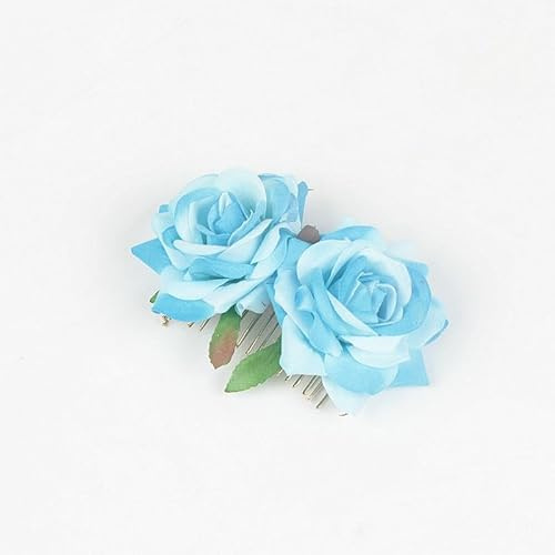 Namzi Haarkämme mit Rosenblüten, für Damen, Hochzeits-Haarschmuck, Flamenco-Tänzerin (blau), 2 Stück
