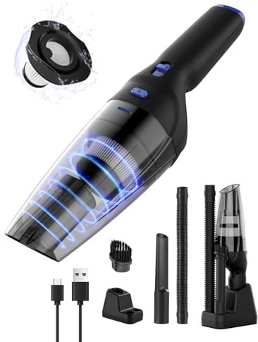 Portable Handheld Vacuum Cleaner, Powerful & Lightweight 10000Pa Suction Held Vacuum Cordless, with 25-30Mins Long Runtime, 6000mAh, Wireless Car Cleaner for Home, Car, Dust, Hair, Pet Deep Cleaning